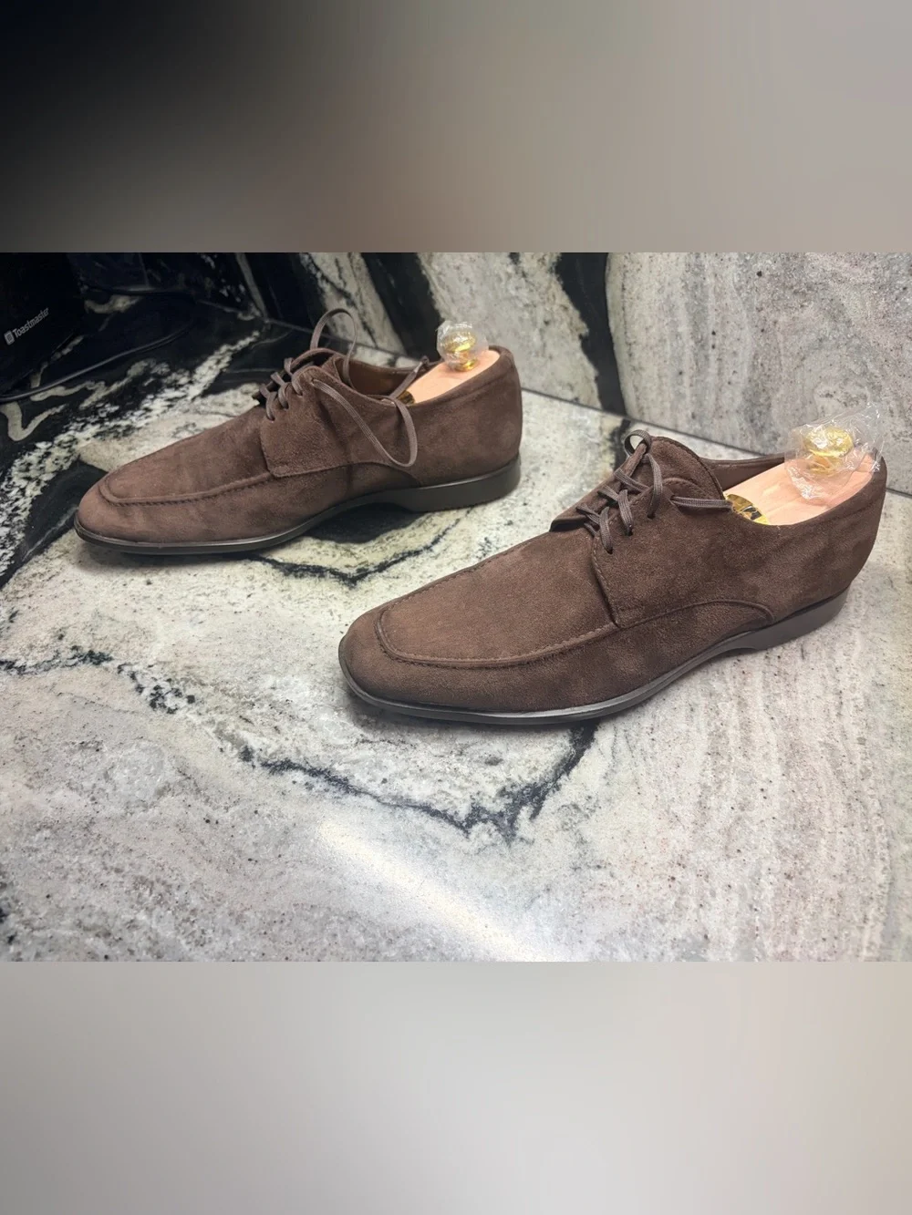 Fratelli Rossetti  Brown Suede Apron Toe Derby Shoes Made in Italy UK 7.5 US 8.5
